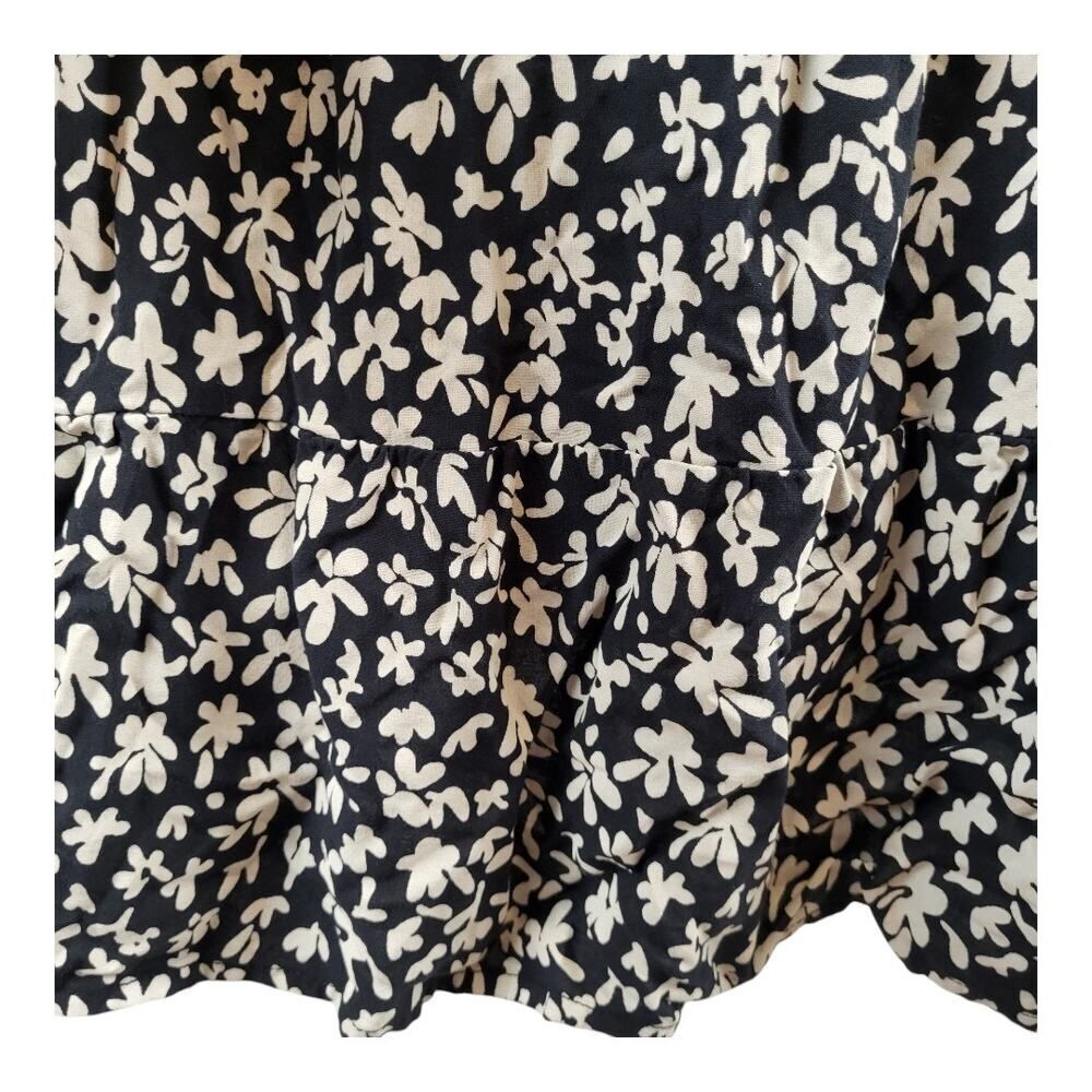 The Drop Large White Black Floral Print Mini Dress 100% Viscose Peplum Hem BOHO - Picture 9 of 13